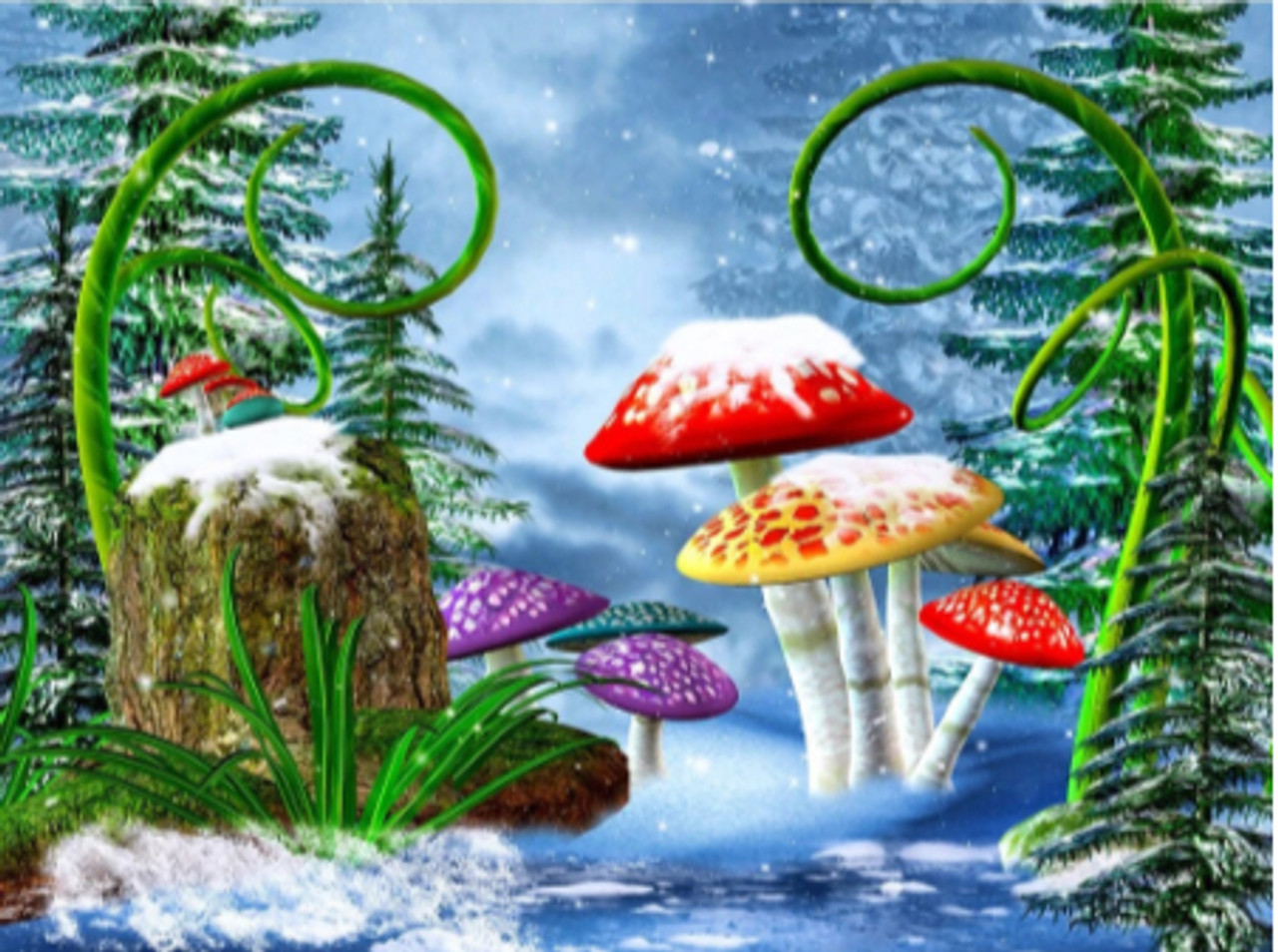 5D Diamond Painting Mushrooms in the Snow Kit - Bonanza Marketplace